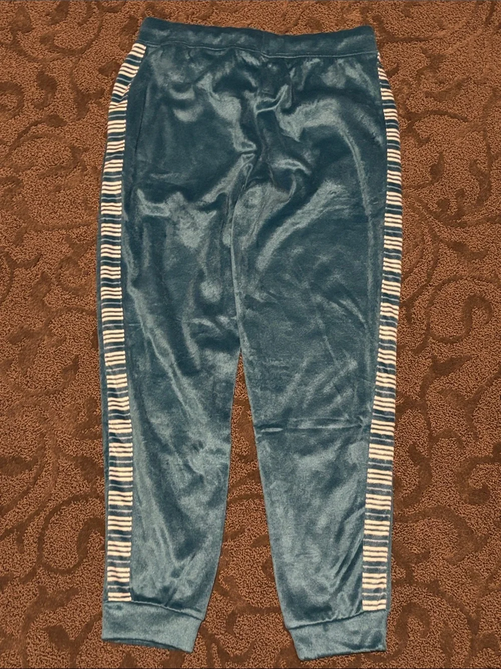 Muk Luks Teal and White Striped Women’s SOFT Pajama Set